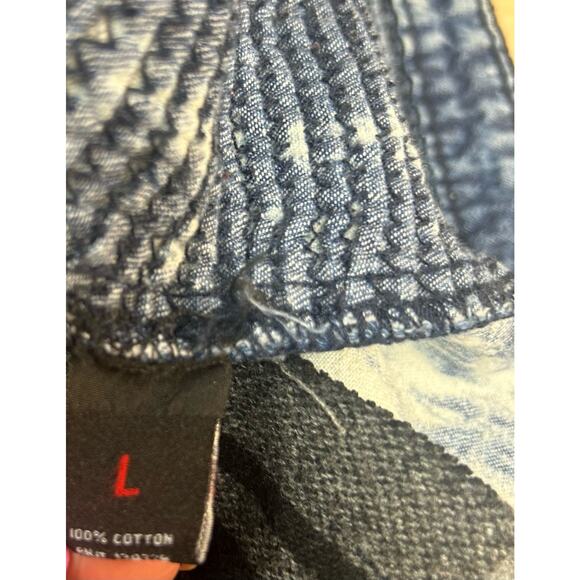 Imperious Acid Wash‎ Studded Blue White Button-Down Jacket Large - Picture 11 of 11